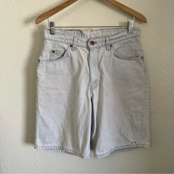 VINTAGE 1996 LEVI’S Orange Tab High Waisted Denim Mom Jorts Baggy Jean Shorts - Picture 1 of 11
